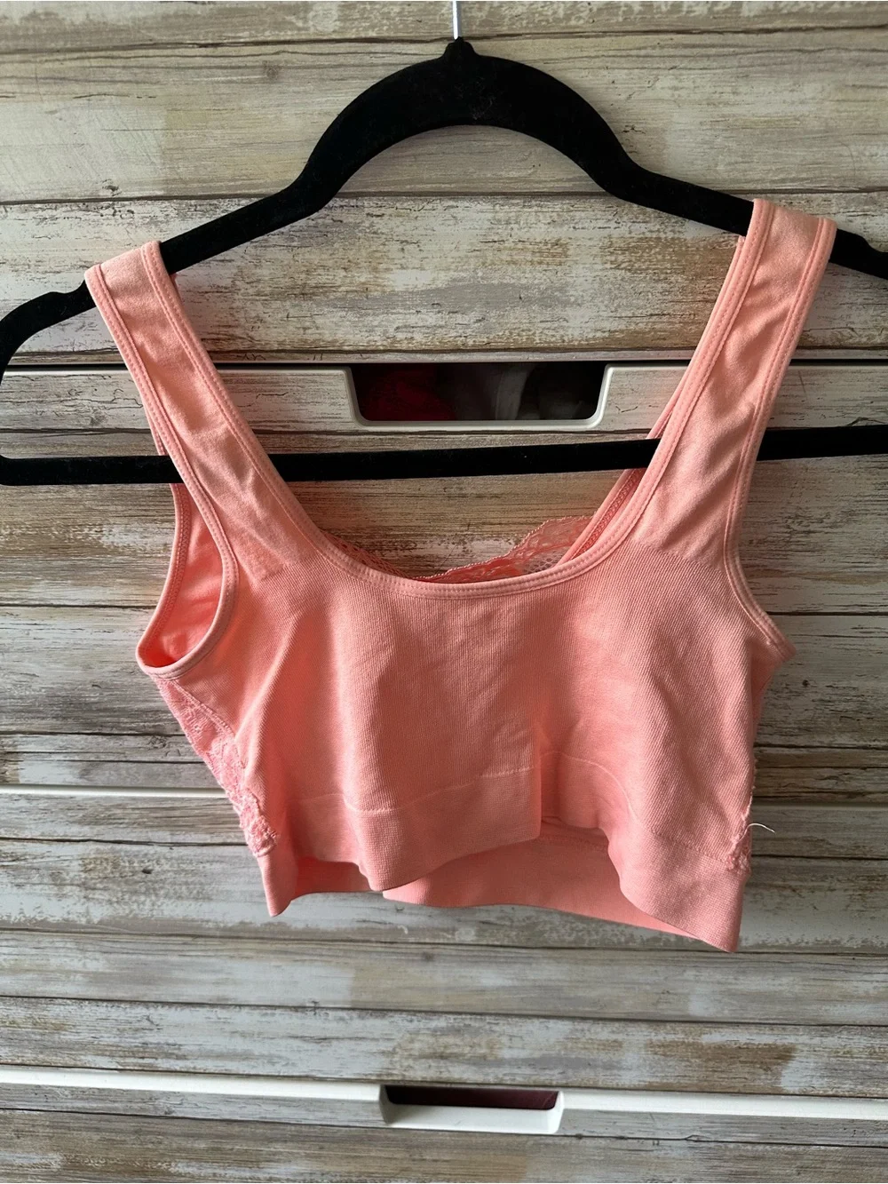 🌸 Rhonda Shear Lace Ahh Bra Wireless Comfort Bra Pink XL